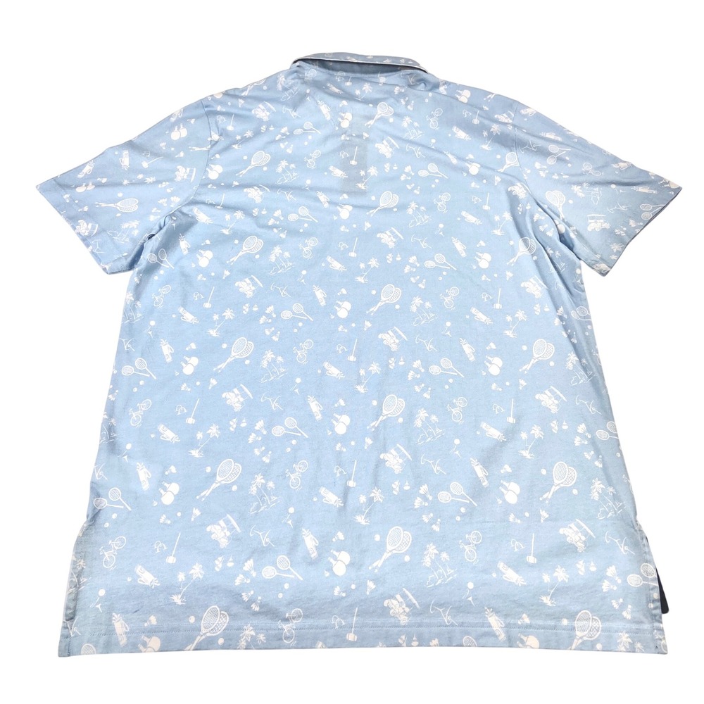 Polo Golf Ralph Lauren Shirt Blue Large With Bicycles Rackets Palm Trees Preppy - Picture 10 of 12